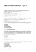 QFA Investments Sample Paper 1 Questions with Verified Answers &lpar;2026&sol;2027&rpar;&NewLine;