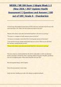 NR304 &sol; NR 304 Exam 1 Edapts Week 1-3 &NewLine;&lpar;New 2026 &sol; 2027 Update&rpar; Health &NewLine;Assessment I &vert; Questions and Answers &vert; 100 &NewLine;out of 100 &vert; Grade A - Chamberlain