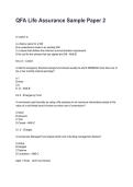 QFA Life Assurance Sample Paper 2 Questions with Verified Answers &lpar;2026&sol;2027&rpar;&NewLine;