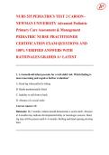 NURS 535 PEDIATRICS TEST 2 CARSON&ndash; NEWMAN UNIVERSITY Advanced Pediatric  Primary Care Assessment & Management  PEDIATRIC NURSE PRACTITIONER  CERTIFICATION EXAM QUESTIONS AND  100&percnt; VERIFIED ANSWERS WITH  RATIONALES GRADED A&plus; LATEST