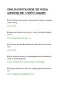 OSHA 30 CONSTRUCTION TEST ACTUAL&NewLine;QUESTIONS AND CORRECT ANSWERS&NewLine;