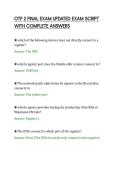 OTP 2 FINAL EXAM UPDATED EXAM SCRIPT&NewLine;WITH COMPLETE ANSWERS