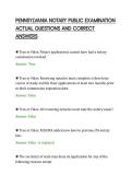 PENNSYLVANIA NOTARY PUBLIC EXAMINATION&NewLine;ACTUAL QUESTIONS AND CORRECT&NewLine;ANSWERS