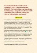 Examination for Professional Practice in Psychology &lpar;EPPP&rpar; Exam Latest Updated 2026&sol;2027&colon; Test Construction&comma; Item Analysis&comma; and Test Reliability&vert; A Comprehensive Review of 250&plus; Multichoice Practice Question and Correct Answers with Rationale&vert; Pass Assured