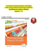 Test Bank for Pharmacology Clear and Simple 4th Edition by Cynthia J&period; Watkins &vert; Drug Classifications & Dosage Calculations &vert; Chapters 1&ndash;21