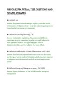 PHR CA EXAM ACTUAL TEST QUESTIONS AND&NewLine;SOLVED ANSWERS