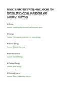 PHYSICS PRINCIPLES WITH APPLICATIONS 7TH&NewLine;EDITION TEST ACTUAL QUESTIONS AND&NewLine;CORRECT ANSWERS