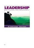 TEST BANK FOR Leadership and Nursing Care Management 8th Edition by M&period; Lindell Joseph &comma; Diane Huber ISBN&colon;9780443127373&comma;COMPLETE GUIDE ALL CHAPTERS COVERED 100&percnt; VERIFIED A&plus; GRADE ASSURED&excl;&excl;&excl;&excl;&excl; NEW LATEST UPDATE&excl;&excl;&excl;&excl;&excl;