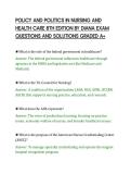 POLICY AND POLITICS IN NURSING AND&NewLine;HEALTH CARE 8TH EDITION BY DIANA EXAM&NewLine;QUESTIONS AND SOLUTIONS GRADED A&plus;