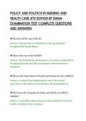 POLICY AND POLITICS IN NURSING AND&NewLine;HEALTH CARE 8TH EDITION BY DIANA&NewLine;EXAMINATION TEST COMPLETE QUESTIONS&NewLine;AND ANSWERS