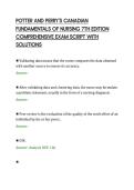 POTTER AND PERRY'S CANADIAN&NewLine;FUNDAMENTALS OF NURSING 7TH EDITION&NewLine;COMPREHENSIVE EXAM SCRIPT WITH&NewLine;SOLUTIONS