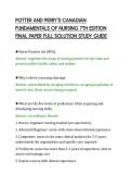 POTTER AND PERRY'S CANADIAN&NewLine;FUNDAMENTALS OF NURSING 7TH EDITION&NewLine;FINAL PAPER FULL SOLUTION STUDY GUIDE