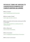 PSYCHOLOGY THEMES AND VARIATIONS 7TH&NewLine;CANADIAN EDITION EXAMINATION TEST&NewLine;COMPLETE QUESTIONS AND ANSWERS