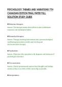 PSYCHOLOGY THEMES AND VARIATIONS 7TH&NewLine;CANADIAN EDITION FINAL PAPER FULL&NewLine;SOLUTION STUDY GUIDE