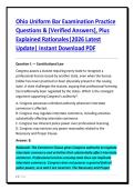 Ohio Uniform Bar Examination Practice&NewLine;Questions & &lbrack;Verified Answers&rsqb;&comma; Plus&NewLine;Explained Rationales&vert;2026 Latest&NewLine;Update&vert; Instant Download PDF&NewLine;