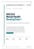 NSG 524  Mental Health  Nursing Exam 1 Questions with Answers & Rationales HERZING 20262027 update