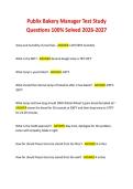 Publix Bakery Manager Test Study Questions 100&percnt; Solved 2026-2027 