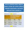 NR 341 COMPLEX ADULT HEALTH EXAM 2 STUDY SET LATEST UPDATE VERIFIED QUESTIONS & DETAILED EXPLANATIONS GRADED A&plus;