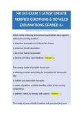 NR 341 EXAM 1 LATEST UPDATE VERIFIED QUESTIONS &  DETAILED EXPLANATIONS GRADED A&plus;