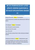 NR 341 PHARMACOLOGY LATEST UPDATE VERIFIED QUESTIONS & DETAILED EXPLANATIONS GRADED A&plus;