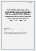 CRCR CERTIFICATION EXAM ACTUAL QUESTIONS WITH REVISED ANSWERS &lpar;2026 &sol; 2027&rpar; &vert; HFMA CERTIFIED REVENUE CYCLE REPRESENTATIVE &vert; A&plus; GUARANTEE &vert; STUDY GUIDE &vert; PRACTICE QUESTIONS AND ANSWERS &vert; EXAM REVIEW