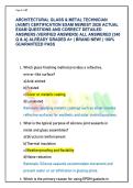 ARCHITECTURAL GLASS & METAL TECHNICIAN &lpar;AGMT&rpar; CERTIFICATION EXAM 2026 &vert; 340 ACTUAL EXAM QUESTIONS & VERIFIED ANSWERS &vert; GRADED A&plus;