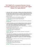 WGU D668 PA &lpar;Pre-Assessment&rpar; Elementary Literacy Curriculum &vert; Questions and Correct Answers with Complete Solution &vert; New Update 2026-2027