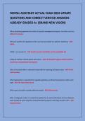 DENTAL ASSISTANT ACTUAL EXAM 2026 UPDATE&NewLine;QUESTIONS AND CORRECT VERIFIED ANSWERS&NewLine;ALREADY GRADED A&plus; &lpar;BRAND NEW VISION&rpar;