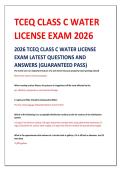 2026 TCEQ CLASS C WATER LICENSE &NewLine;EXAM LATEST QUESTIONS AND &NewLine;ANSWERS &lpar;GUARANTEED PASS&rpar;