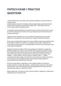 FINTECH EXAM 1 PRACTICE QUESTIONS Latest &lpar;2026&sol;2027&rpar; Verified Answers by Experts