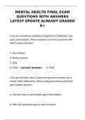 Mental Health Final Exam Questions with Answers Graded A&plus;&NewLine;&NewLine;