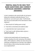 Mental Health RN HESI Test Bank Questions with Verified Detailed Answers&NewLine;&NewLine;