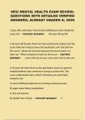 HESI Mental Health Exam Review Questions with Detailed Verified Answers &ndash; Graded A&plus;&NewLine;&NewLine;