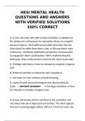  HESI Mental Health Exam Questions and Answers &vert; Verified Solutions 100&percnt; Correct