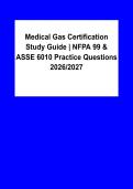 ASSE 6010 Medical Gas Certification Exam 2026&ndash;2027 &vert; NFPA 99 Practice Questions & Answers &vert; Complete Installer Exam Prep