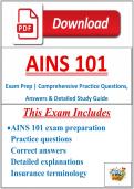 AINS 101 Exam Prep &vert; Comprehensive Practice Questions&comma; Answers & Detailed Study Guide