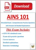 AINS 101 Simulated Exam &vert; Comprehensive Practice Questions with Answers & Detailed Explanations