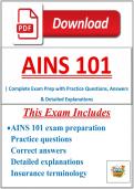 AINS 101 Exam Prep &vert; Comprehensive Practice Questions&comma; Answers & Detailed Study Guide