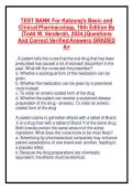 TEST BANK For Katzung's Basic and Clinical Pharmacology&comma; 16th Edition By &lbrace;Todd W&period; Vanderah&comma; 2024&comma;&rcub;Questions And Correct Verified Answers GRADED A&plus;&NewLine;
