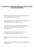 AMT MLT MEDICAL LABORATORY TECHNICIAN 100 PERCENT CORRECT&NewLine;QUESTIONS AND ANSWERS