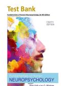 Test Bank for Fundamentals of Human Neuropsychology&comma; 8e 8th Edition by Bryan Kolb&comma; Ian Whishaw&vert;&vert;Latest Edition