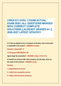 CWEA E&sol;I LEVEL 3 EXAM ACTUAL &NewLine;EXAM 2026 &vert; ALL QUESTIONS MERGED &NewLine;WITH CORRECT COMPLETE &NewLine;SOLUTIONS &vert;&vert; ALREADY GRADED A&plus; &vert;&vert; &NewLine;2026-2027 LATEST UPDATE&excl;&excl;&excl;