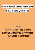 Florida Real Estate Principles Final Exam Questions Study Guide 2026 &vert; License Exam Preparation