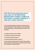 HESI RN Pharmacology Exam Actual &NewLine;Exam 2026 &vert; All 160 QUESTIONS &NewLine;MERGED WITH CORRECT COMPLETE &NewLine;SOLUTIONS &vert;&vert; ALREADY GRADED A&plus; &vert;&vert; &NewLine;2026-2027 LATEST UPDATE&excl;&excl;&excl;