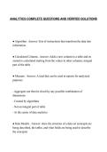 ANALYTICS COMPLETE QUESTIONS AND VERIFIED SOLUTIONS