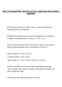 ANALYTICS EXAM PREP UPDATED ACTUAL QUESTIONS AND CORRECT&NewLine;ANSWERS