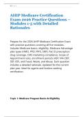 AHIP Medicare Certification &NewLine;Exam 2026 Practice Questions &ndash; &NewLine;Modules 1-5 with Detailed &NewLine;Rationales 