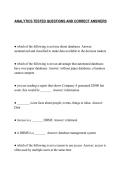 ANALYTICS TESTED QUESTIONS AND CORRECT ANSWERS