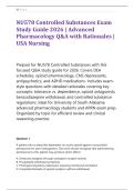 NU578 Controlled Substances Exam &NewLine;Study Guide 2026 &vert; Advanced &NewLine;Pharmacology Q&A with Rationales &vert; &NewLine;USA Nursing 