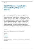 BSC2010 Exam 1 Study Guide&colon; &NewLine;Steven Marks &vert; Chapters 2-5 &NewLine;Review 